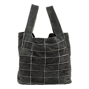 Chanel Patchwork Shopper Tote suede grey vintage.